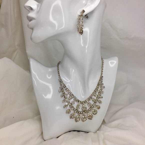 Vintage Crystal/Rhinestone Earrings & Necklace Set - Gorgeous! - Picture 2 of 8